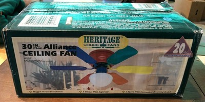 Heritage Multi Color 6 Blade Kids Ceiling Fan W Light Kit 30