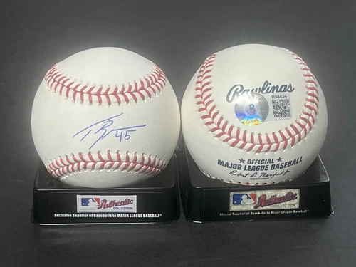 Taj Bradley Tampa Bay Rays Auto Signed Baseball Beckett Rookie Hologram