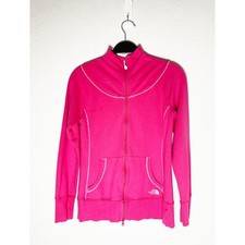 The North Face Women's Pink Track Yoga Jacket White Logo/Stitching Zip Up Front
