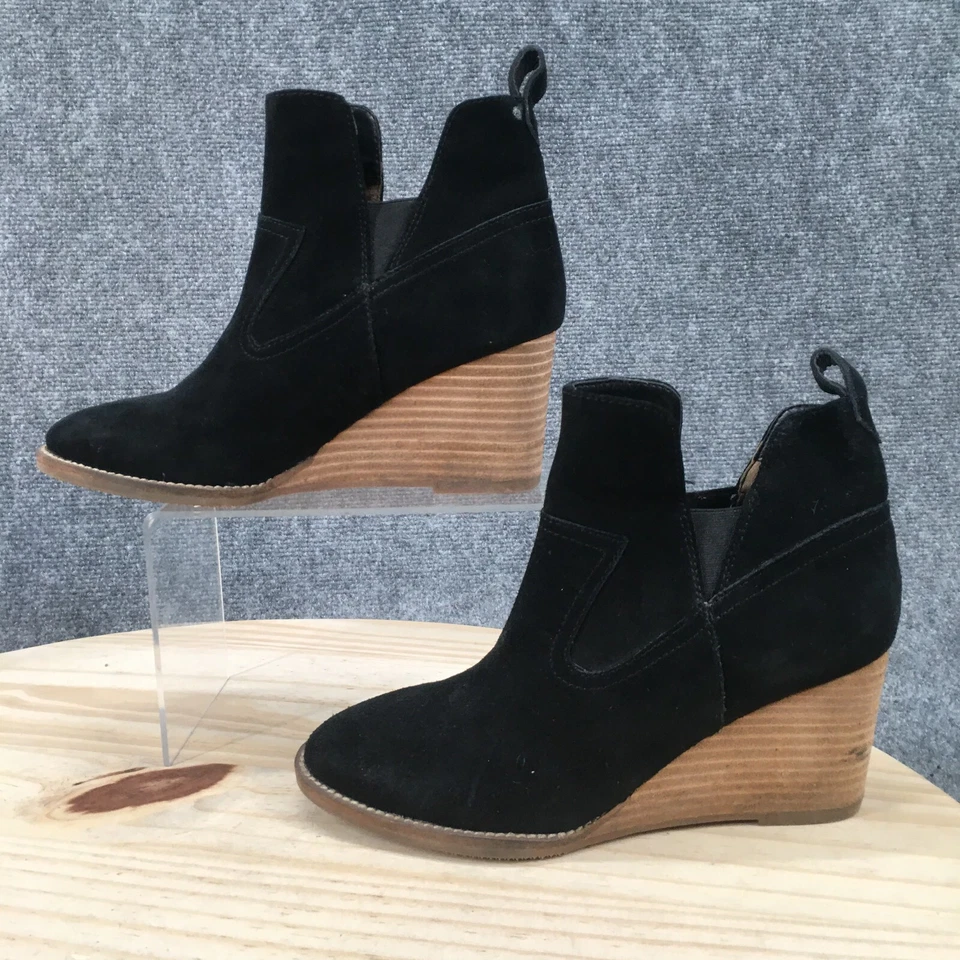 Blondo Boots Womens 6 M Irving Vcut Wedge Ankle Bootie B6564 015 Black Suede - Image 2 of 4