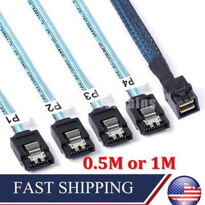 #ad #ad Internal HDD Mini SAS Cable SFF 8643 To 4 SATA Connect to Hard Drive 0.5 or 1M $8.98