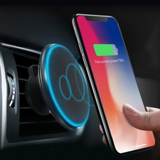 Wireless Car Charger Magnetic Air Vent Phone Mount Holder For iPhone Samsung