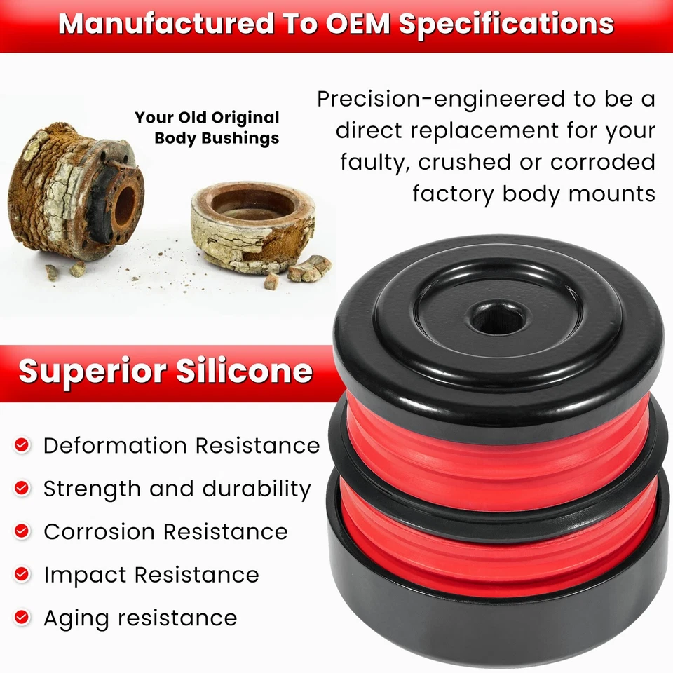 Silicone Body Mount Bushing Kit for Ford F250 F350 2008-2016 Super Duty Crew Cab - Image 4 of 4