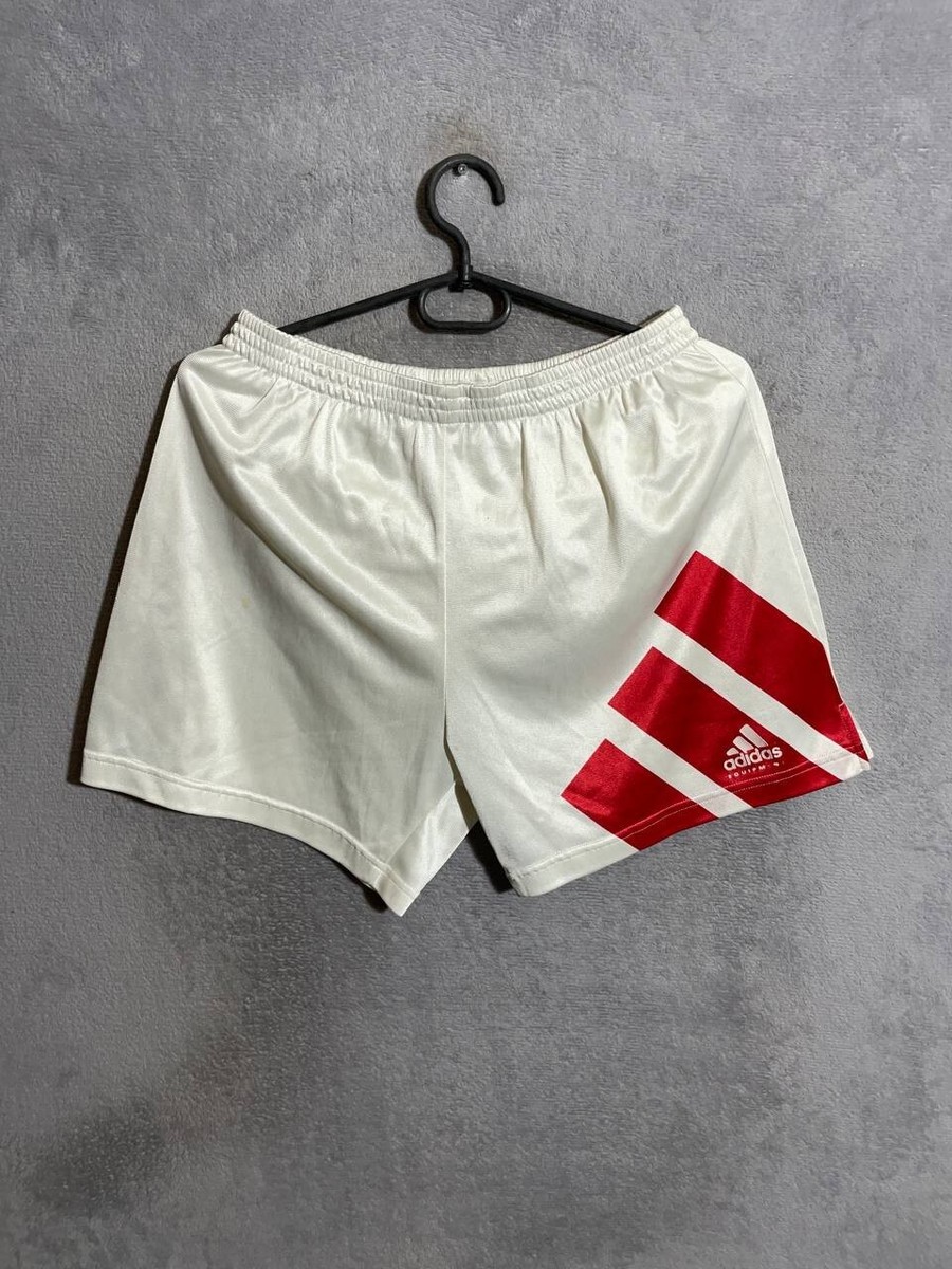 Adidas Equipment Vintage Football Soccer Shorts White Red Men Size