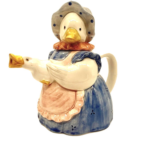 Otagiri Teapot Mother Goose Ceramic Figurine Hand Crafted in Japan Vintage