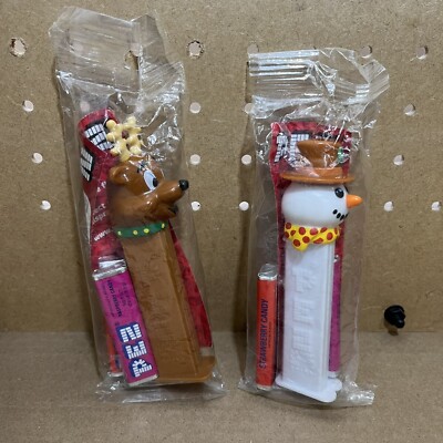 Christmas Holiday Pez Dispensers Lot of 2 Reindeer & Snowman - New