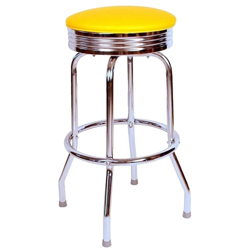Set Of Upholstered Faux Leather Counter Height Swivel Bar Stools