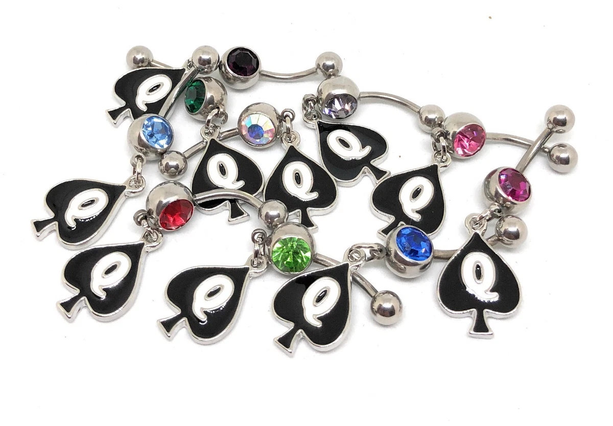 Queen Of Spades Navel Ring Dangle Belly Piercing Cuckold