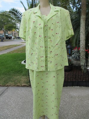 Sheri Martin Woman 16W NWT 2PC Green Linen Dress & Jacket Set Floral Embroidered | eBay Sheri Martin Woman 16W NWT 2PC Green Linen Dress & Jacket Set Floral Embroidered | eBay