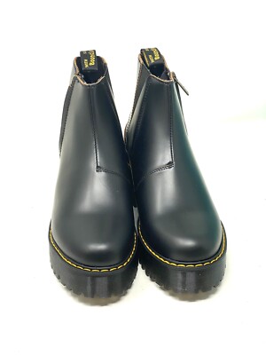 Martens Rometty II Black Leather Lady's Platform Ankle Boots