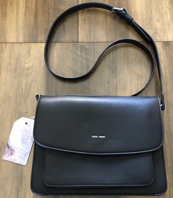 PIXIE MOOD Zoe CROSSBODY PURSE Bag Black  Vegan Faux Leather Silver Detail