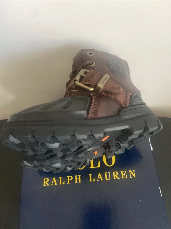 Polo Ralph Lauren Oslo Botas Alta Couro Biqueira de Borracha com Tampa Infantil Tamanho 7 - Imagem 3 de 4
