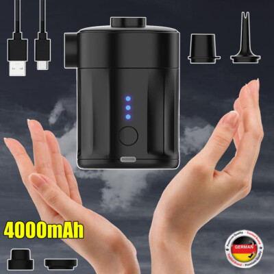 Elektrische Luftpumpe mit 4000mAh Akku USB Air Pump Tragbare Mini Matratzenpumpe