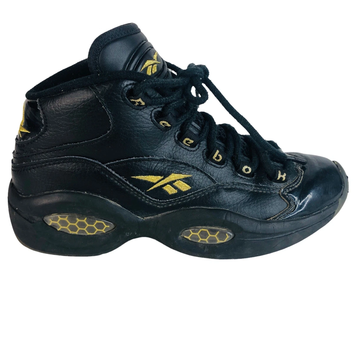 Reebok Question Mid New Years Eve Iverson Sneaker Boy Youth 4 Black Gold Shoes