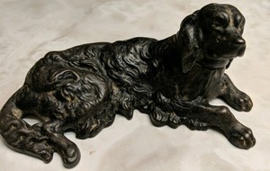 Vtg Collectible Cast Iron Figure Black Long Haired Cocker Spaniel