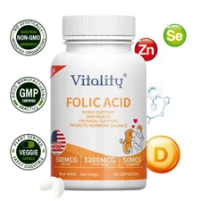 Folic Acid 1200mcg, 60 Softgels With Biotin & Vitamin B6 - High Potency