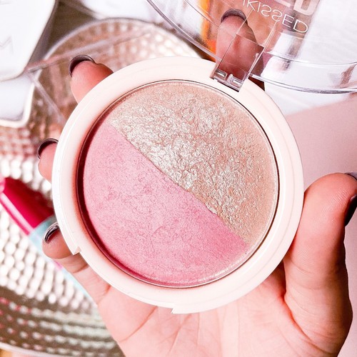 Sunkissed Baked Blusher & Highlighter Mineral Powder Pink Blush & Gold Shimmer - Picture 3 of 6