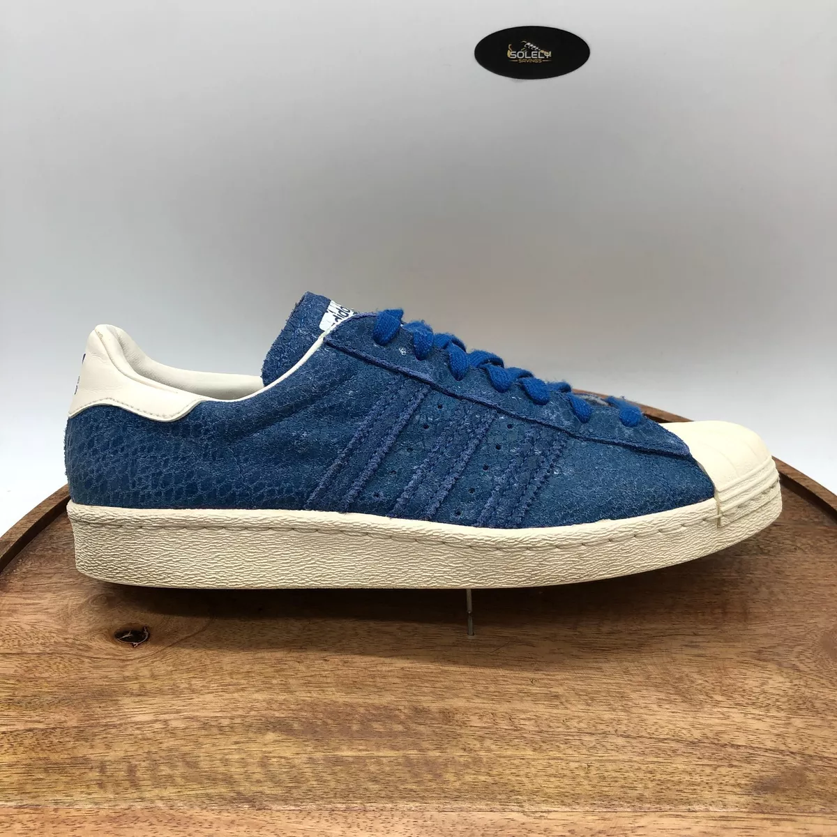Adidas La Marque aux 3 Bandes Surf Blue Suede Superstar Sneakers Womens Size 11