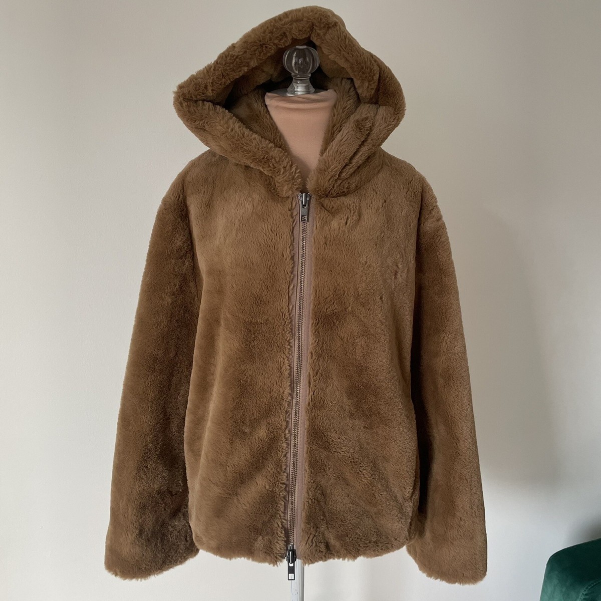 VINCE Plush Brown Teddy Bear Faux Fur Zip Front Hooded VINCE Plush Brown Teddy Bear Faux Fur Zip Front Hooded