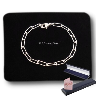 925 Sterling Silber Büroklammer Kette Armband, Größen für Damen & Mädchen, Geschenk verpackt