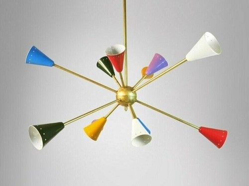12 Arms Multicolored Italian Brass Sputnik Chandelier Antique Lamp/Pendent light - Picture 3 of 3