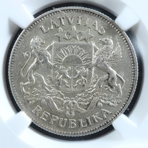 2 lati 1926 Latvia KM#8 NGC AU-53 Silver Lettonie Latvija