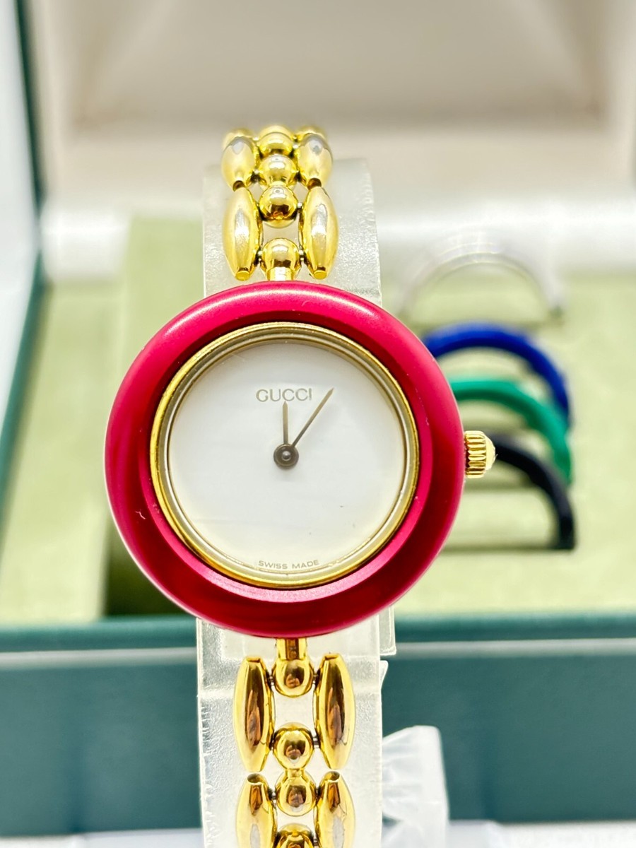 ■ 美品 ■ グッチ GUCCI Change bezel 11/12.2 Exc+5 w/Box ] GUCCI Change Bezel 11/12.2 Watch 5 Colors Gold