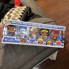 FUNKO POP! DC Superheroes GINGERBREAD 5 PACK - Batman Superman Flash Aquaman +