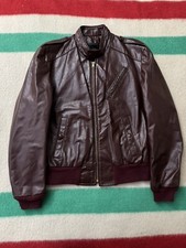 Vintage 60s 70s Oxblood Unbranded Talon Zipper Cafe Racer Leather Jacket Small