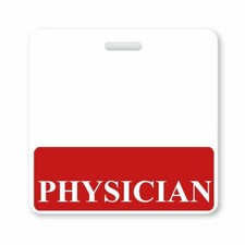 PHYSICIAN Horizontal Badge Buddy w/ Red Border by Specialist ID - PRINTED IN USA