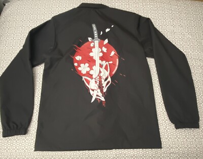 Senpai Squad X Shindeiru Collab Kitsune Black Windbreaker Streetwear Size Small