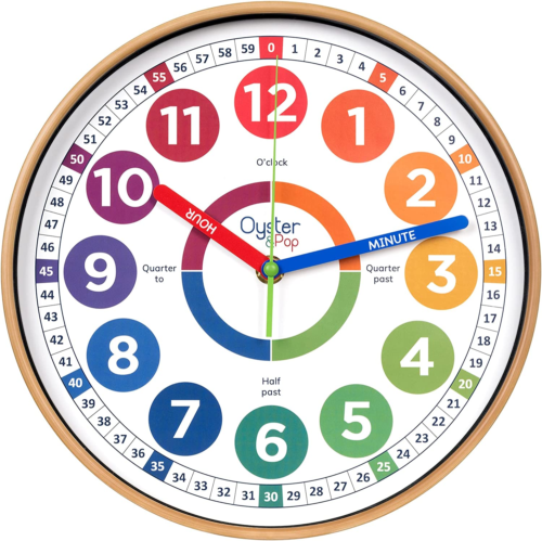 Horloge d'apprentissage pour enfants - horloge d'enseignement indiquant l'heure - horloges murales pour enfants pour lit - Photo 1 sur 7