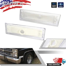 Pair Front Signal Side Marker Lights Clear Fit For 81-91 GMC Chevy Pickup Truck