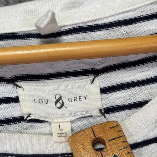 Lou & Grey Cotton Striped Mini Dress Sz L Nautical Beachy Coverup Summer Casual - Picture 5 of 10