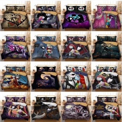 GUIDEAR Nightmare Before Christmas Duvet Cover Single Double King Bedding Set Pillowcase
