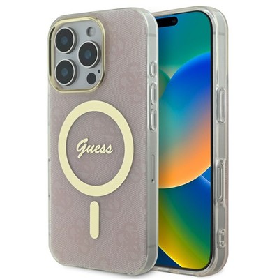 Guess IML 4G MagSafe Hülle für iPhone 16 Pro Max 6.9 Pink Hardcase