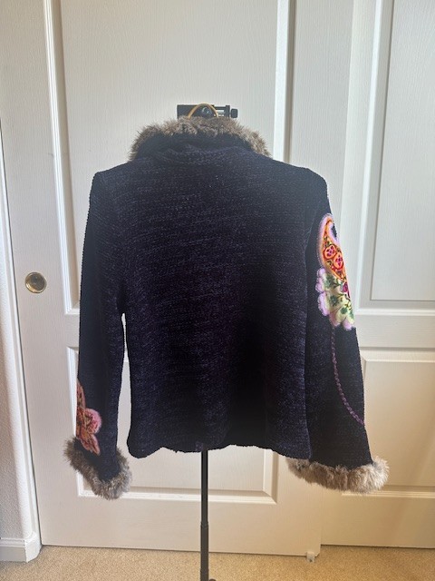 Chenille Purple Zip Sweater With Patchwork Swirls… - image 4