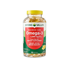 Spring Valley Omega-3 Fish Oil Brain  Heart Health , 2000 mg, 180 Softgels