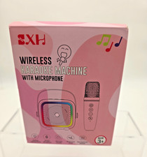 SXH Wireless Karaoke Machine w/ 2 Microphones Portable Bluetooth Speaker Pink