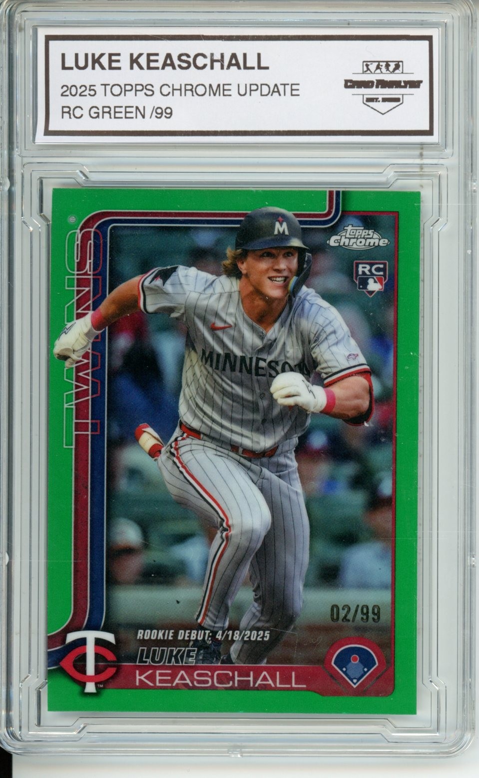 2025 Topps Chrome Update #USC134 Luke Keaschall Green Refractors #/99
