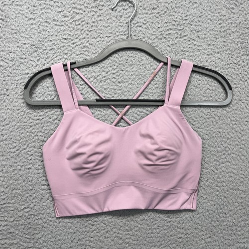 Lululemon Sports Bra Womens Small Pink Longline Crossback Medium Support Yoga