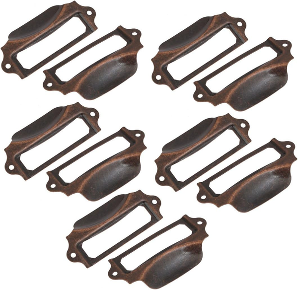 10Stk. Etikettenhalter Griffe Vintage Etikettenrahmen SchubladenknöPfe FüR Schra-image