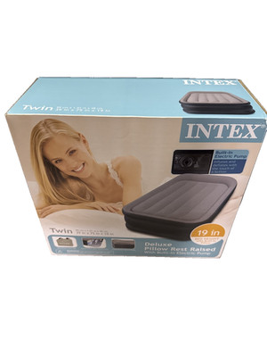 Intex Deluxe Pillow Bed with Built In Pump, Twin, 19'' Rest Raised - New Sealed