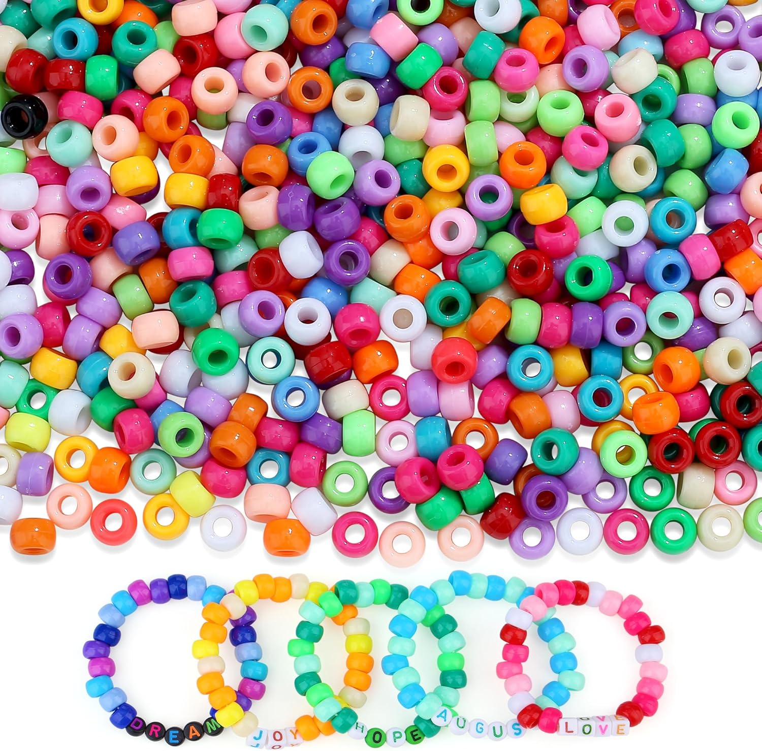 Pony Beads for Bracelet Making 1000PCS Colourful Kandi Beads for Friendship Brac