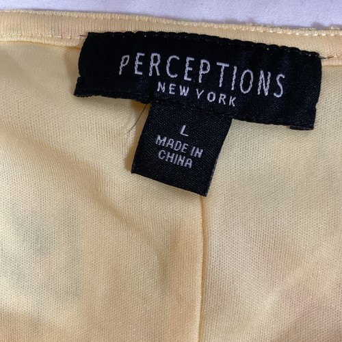 Perceptions New York Yellow Sheer Floral Lace Lined Knee-length Dress Sz L I98 - Picture 3 of 12