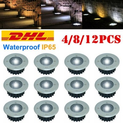 2-12X Solar LED Einbauleuchte Edelstahl Einbaustrahler Bodeneinbaustrahler DHL