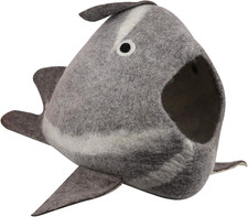 Handcrafted Durable Felted Wool Cat Cave Bed - Natural Wool Material Constructio