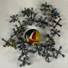 Vintage Set Of 31 Metal Jacks And 1 Ball Classic Children’s Toy Kids Bouncy Ball