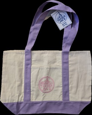 Trader Joe's Spring Lavender Large Canvas Tote Bag