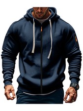 Men's Autumn Winter New Hoodies Long Sleeve Sweatshirt Zipper Design Hooded Swea